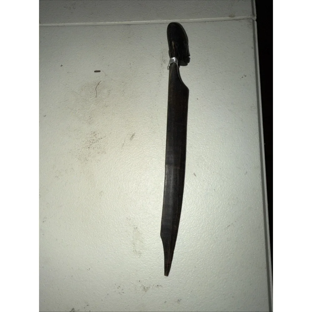 Vintage Antique Africa Carved Wood Letter Opener Desk Paper Knife‎ Accessory